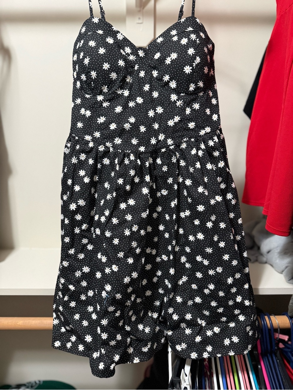 No Boundaries Black Daisy Print Spaghetti-Strap Sundress
